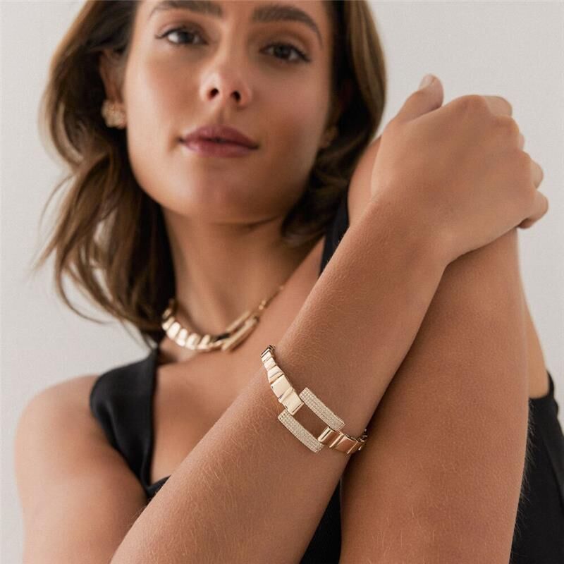 18kt Yellow Gold Plated CZ Geometric Women's Bracelet