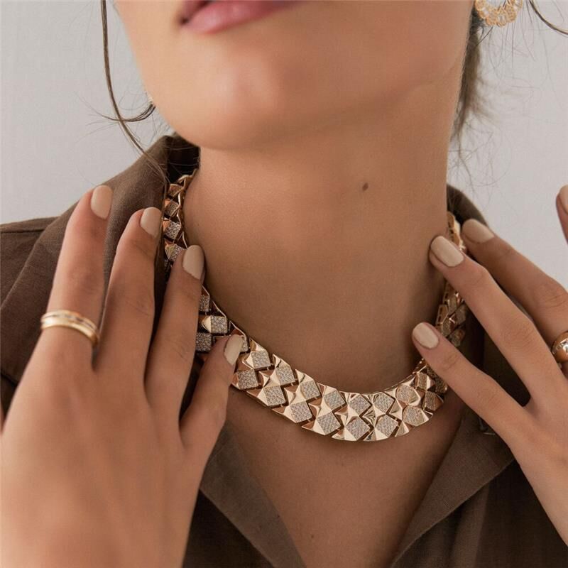 18kt Yellow Gold-Plated CZ Luxury Necklace & Bracelet Jewelry Set