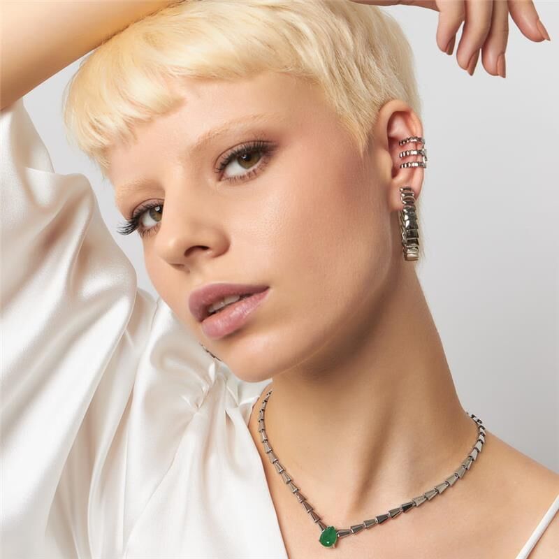 18kt White Gold-Plated Green Emerald Chocker Necklace