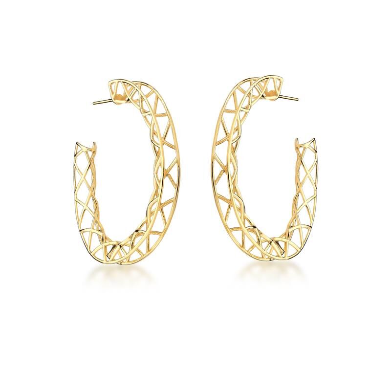 18kt Yellow Gold-Plated Post Hoop Earrings