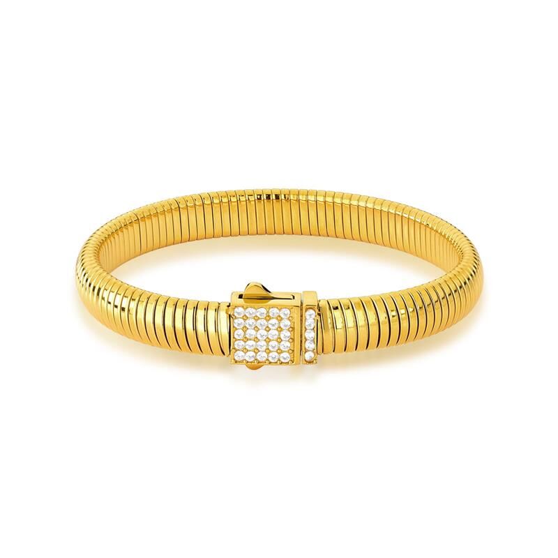18 kt Gold Plated Tricolor Snake CZ Stackable Bracelets