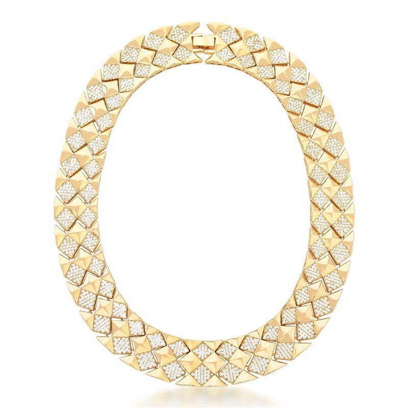18kt Yellow Gold-Plated CZ Luxury Necklace & Bracelet Jewelry Set