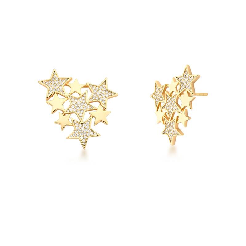 18kt Yellow Gold-Plated Star Constellation Women's Post Earrings