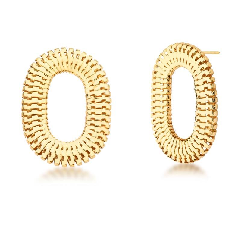 18kt Yellow Gold-Plated Oval Omega Bold Women's Earrings