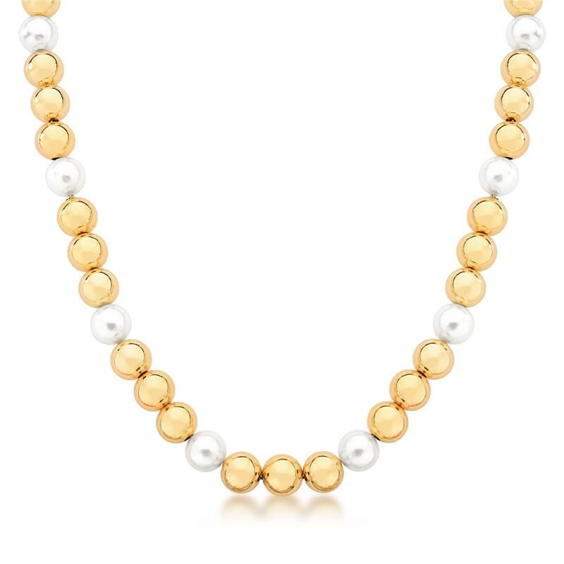 18kt Yellow Gold Pearl Bead Necklace