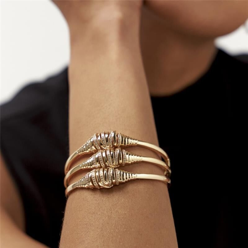 18kt Yellow Gold Plated CZ Wrapped Bangle Bracelet