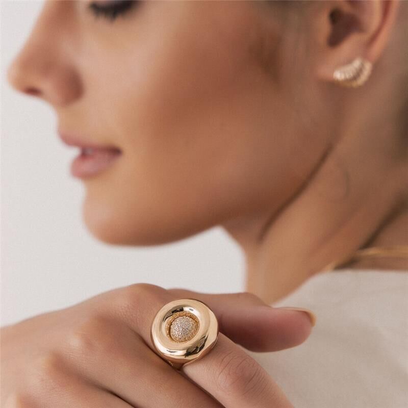 18kt Yellow Gold-Plated Zircon Women's Ring
