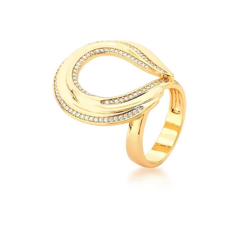 18kt Yellow Gold-Plated Zircon Geometric Women's Earrings