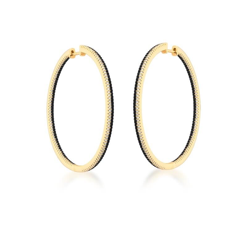 18kt Yellow Gold Plated Black CZ Jewelry Set Women's Bangle Bracelet