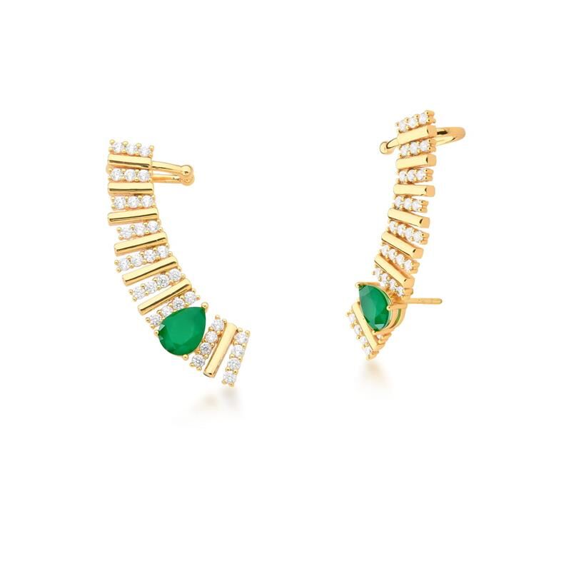 Emerald 18kt Yellow Gold Plated Earrings & Necklace Jewelry Set