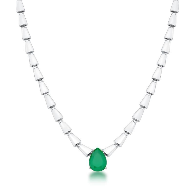 18kt White Gold-Plated Green Emerald Chocker Necklace