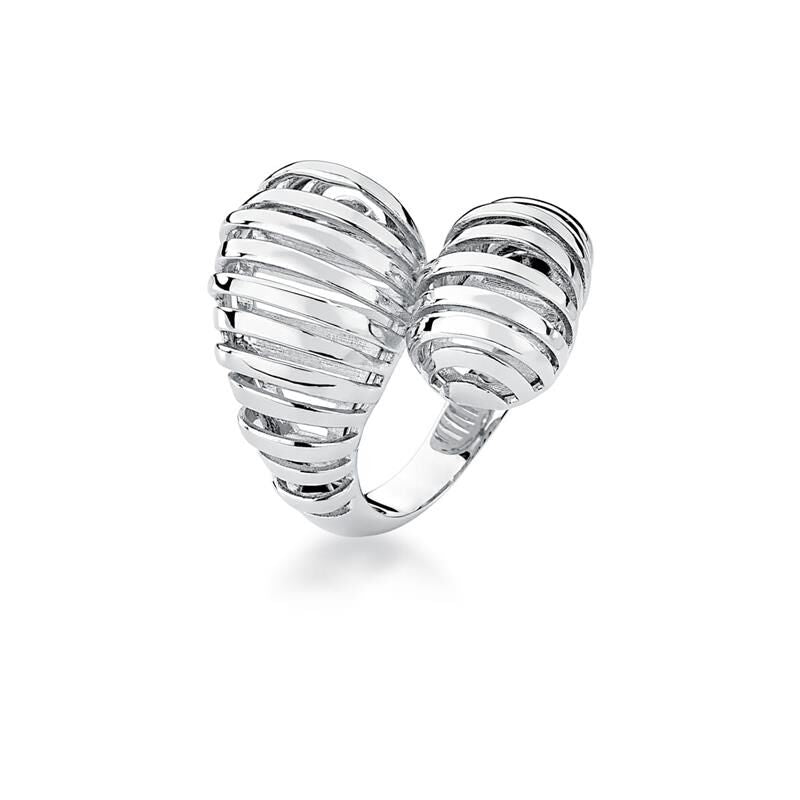 18kt White Gold-Plated Bold Silver Adjustable Ring