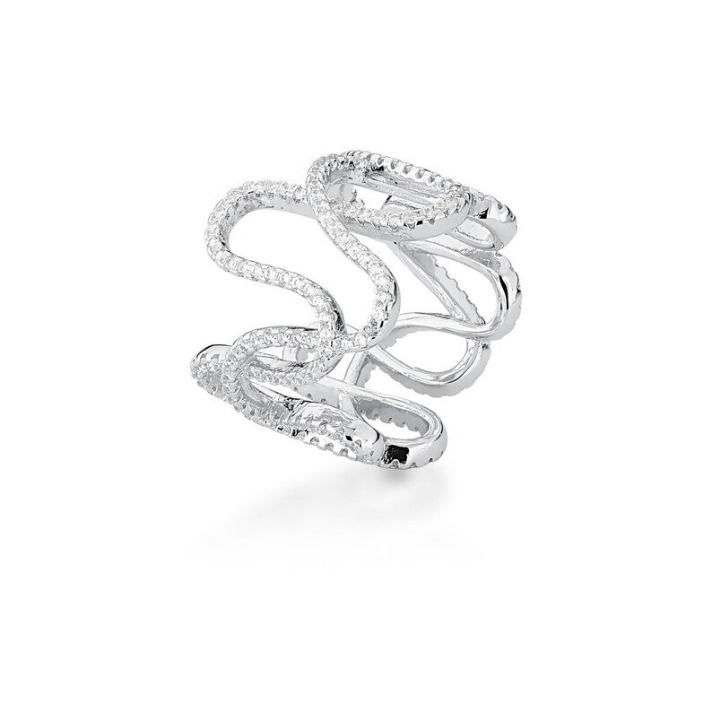 Luxury Zircon Ring | CZ White Gold Rhodium Ring | Simulated Diamond Rings | Cocktail Rings | Cubic Zirconia Silver Fashion Ring