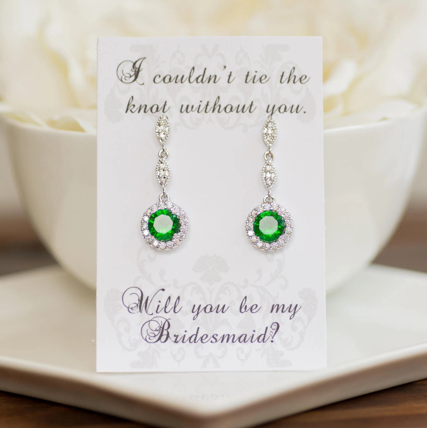 Emerald Earrings | Bridesmaid Gifts | Bridesmaid Earrings | Bridal Earring | Bridesmaid Jewelry | Wedding Jewelry | Dangle Earrings