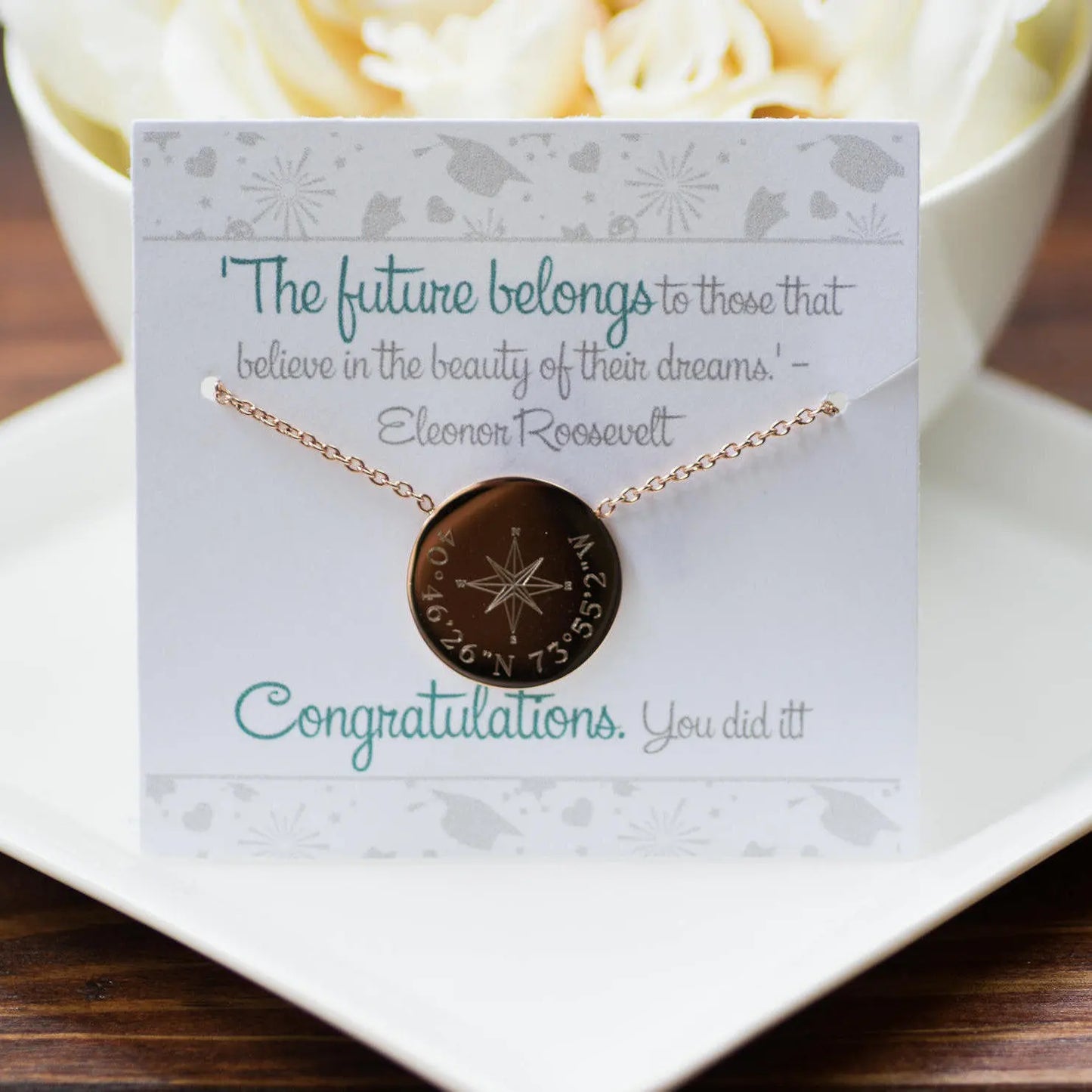 Coordinates Necklace | Compass Necklace | Monogram Necklaces | Bridesmaid Gifts | Initial Necklace | Name Necklaces | Roman Numeral Necklace