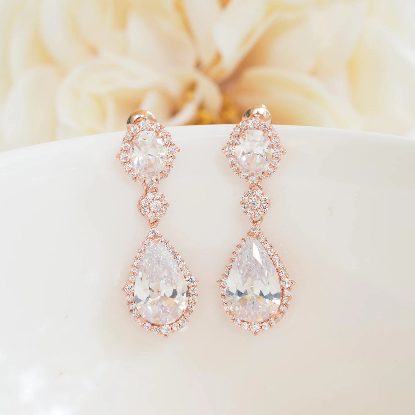 Yellow Gold Bridal Earrings | Bridesmaid Gifts | Bridesmaid Jewelry | Gold Wedding Jewelry | Bridesmaid Earrings | Bridesmaid Proposal Prom