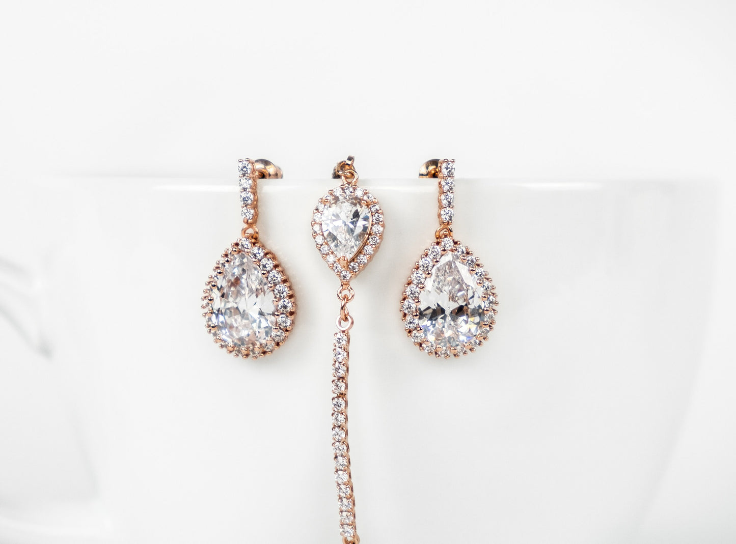 Rose Gold Wedding Jewelry | Bridesmaid gifts | Bridesmaid Sets | Rose Gold Bridesmaid Jewelry | Bridesmaid Proposal | Pink Gold Bridal Sets