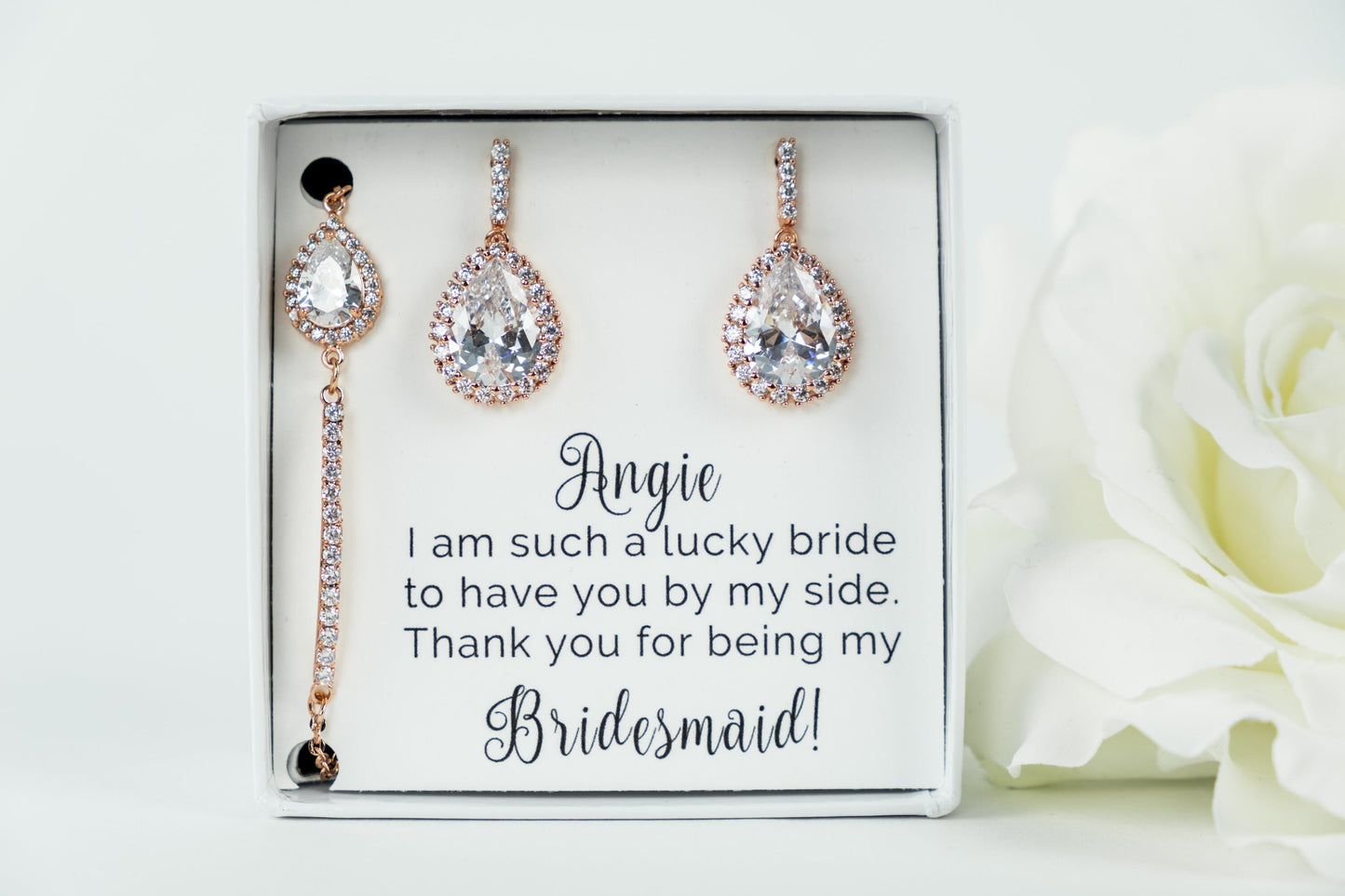 Rose Gold Wedding Jewelry | Bridesmaid gifts | Bridesmaid Sets | Rose Gold Bridesmaid Jewelry | Bridesmaid Proposal | Pink Gold Bridal Sets