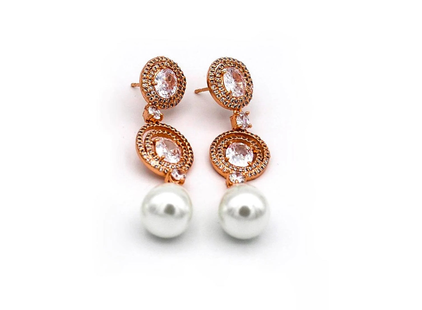 Rose Gold Chandelier Pearl Earrings | Pearl Wedding Jewelry | Pearl Long Earrings | Pearl Bridal Earrings | Pearl Earrings | Bridal Jewelry