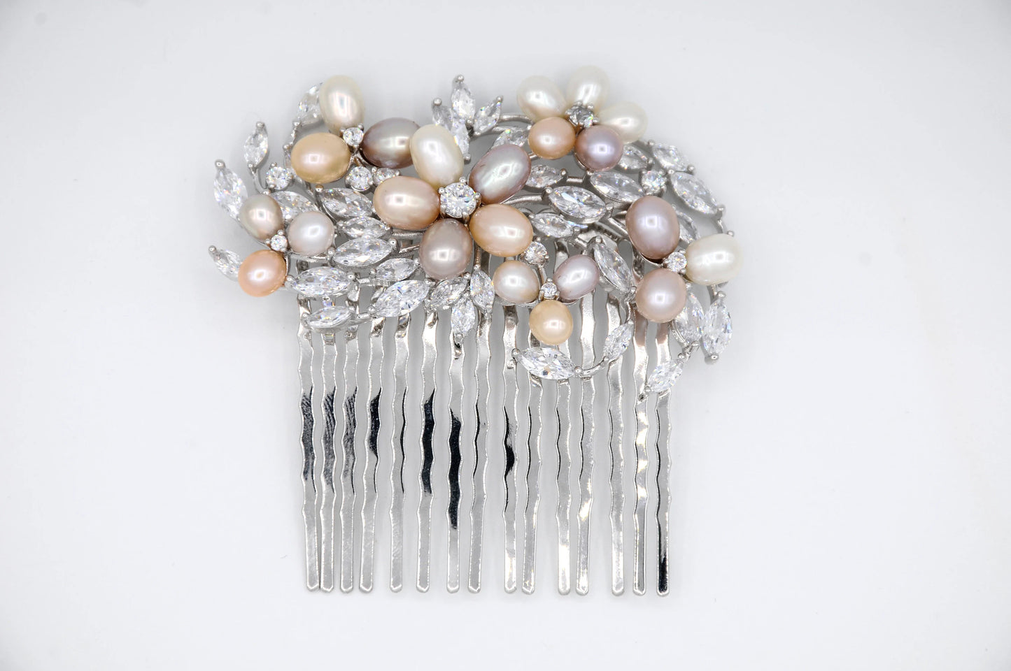 Crystal Bridal Comb, Floral Wedding Comb, Bridal Hair Accessory, Crystal Wedding Headpiece, Floral Hair Comb, Blush Wedding, Pearl Hair Comb