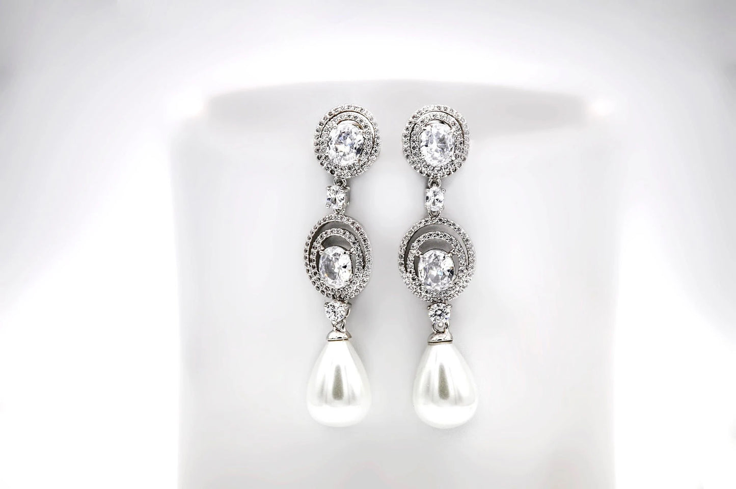 Rose Gold Chandelier Pearl Earrings | Pearl Wedding Jewelry | Pearl Long Earrings | Pearl Bridal Earrings | Pearl Earrings | Bridal Jewelry