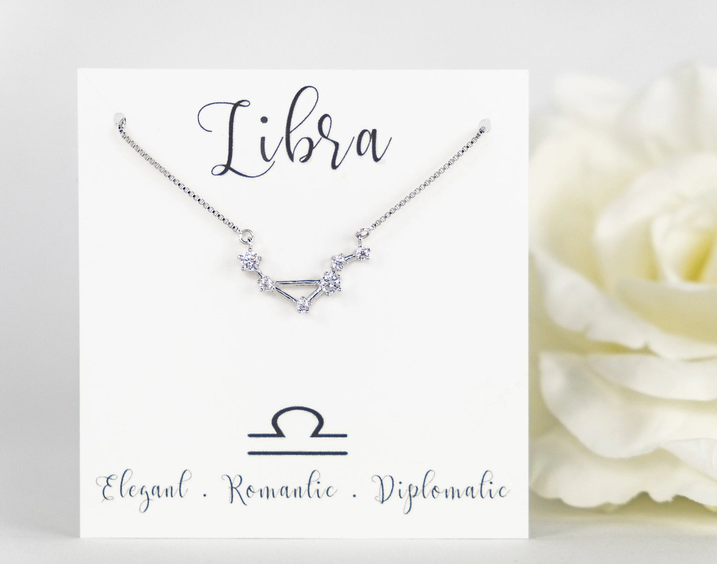 Zodiac Libra Necklace | Dainty Zodiac Necklace | Constellation Zodiac Jewelry | Horoscope Jewelry | Celestial Jewelry | Astrology Jewelry