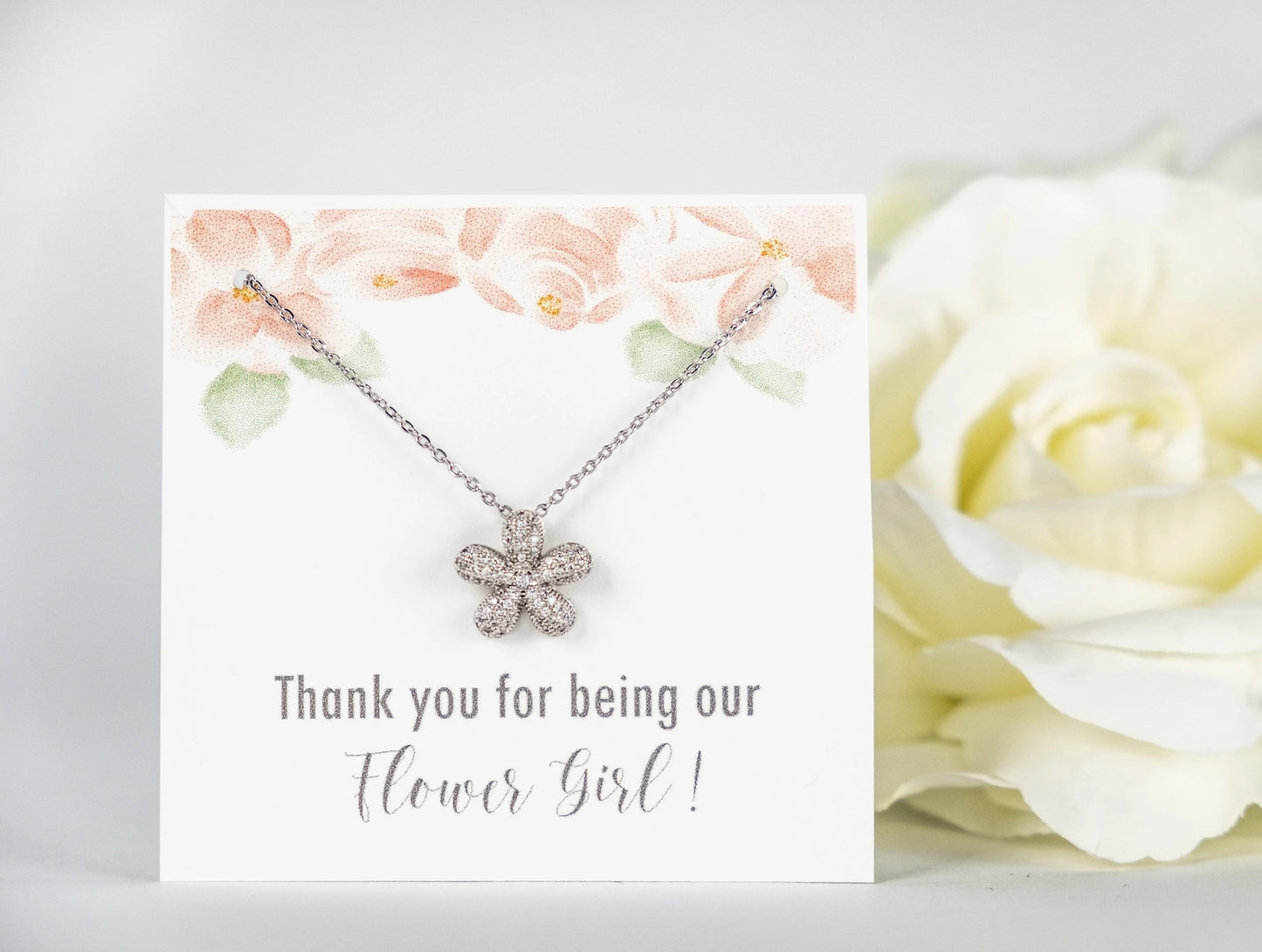 Flower Girl Necklace | Thank you for being our Flower Girl Gift | Flower Girl Jewelry | Flower Girl Gift | Flower Girl Proposal Gift