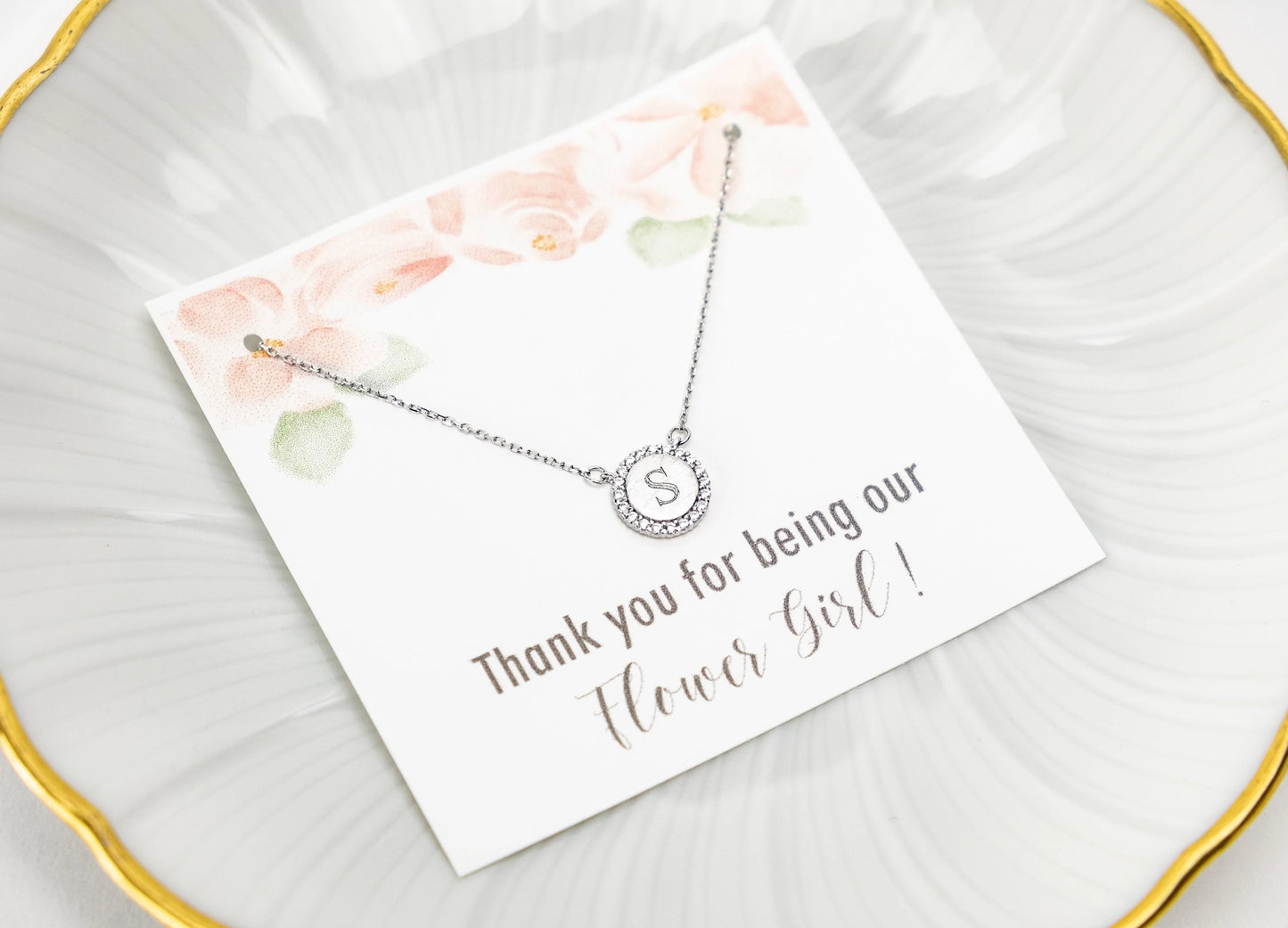 Flower Girl Proposal Gift | Flower Girl Gift | Initial Necklace | Little Girls Jewelry | Flower Girl Jewelry | Personalized Necklaces | Gift