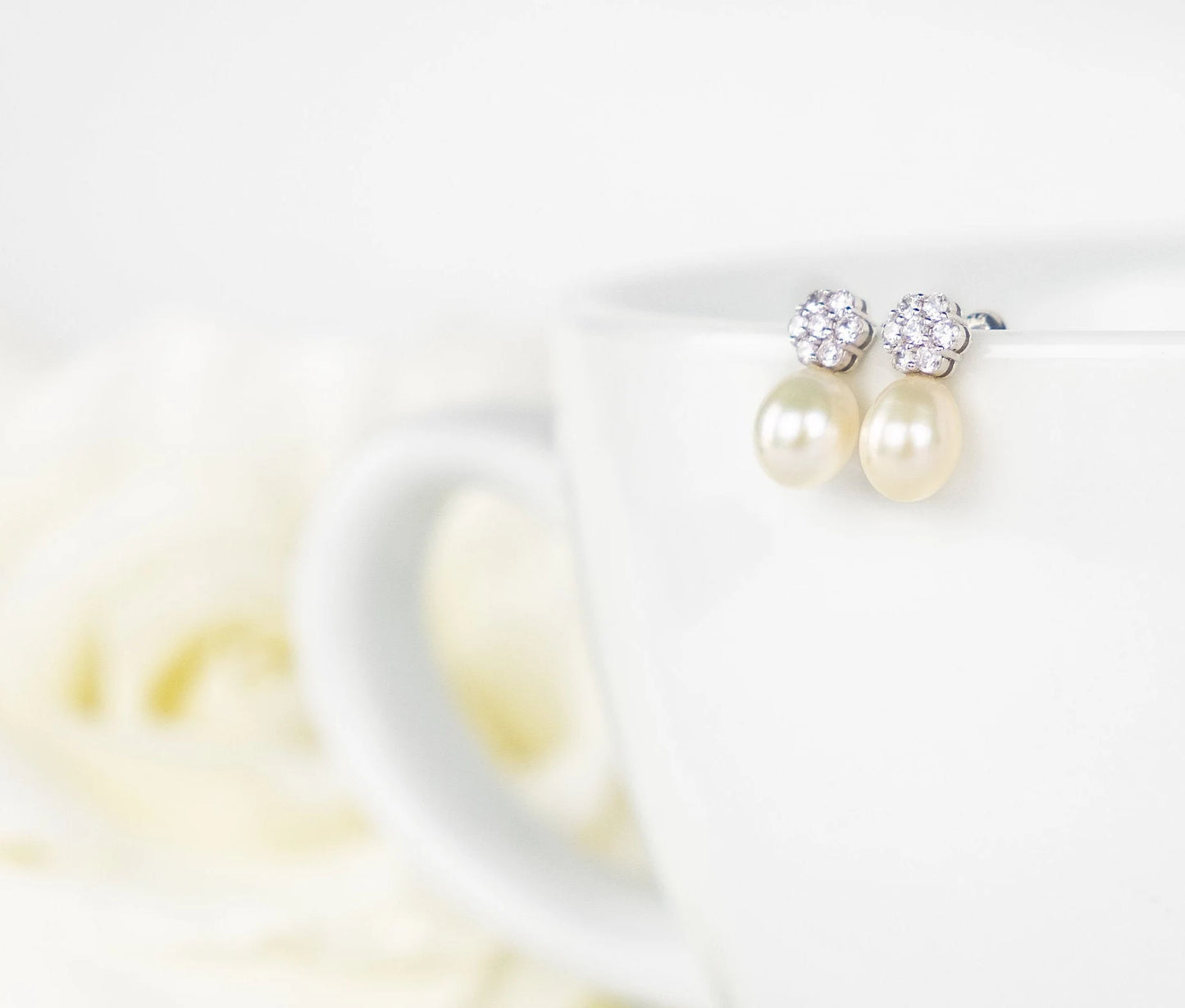 Flower Girl Proposal | Flower Girl Gift | Rose Gold Pearl Earrings | Little Girls Pearl Earrings | Flower Earrings | Flower Girl Jewelry