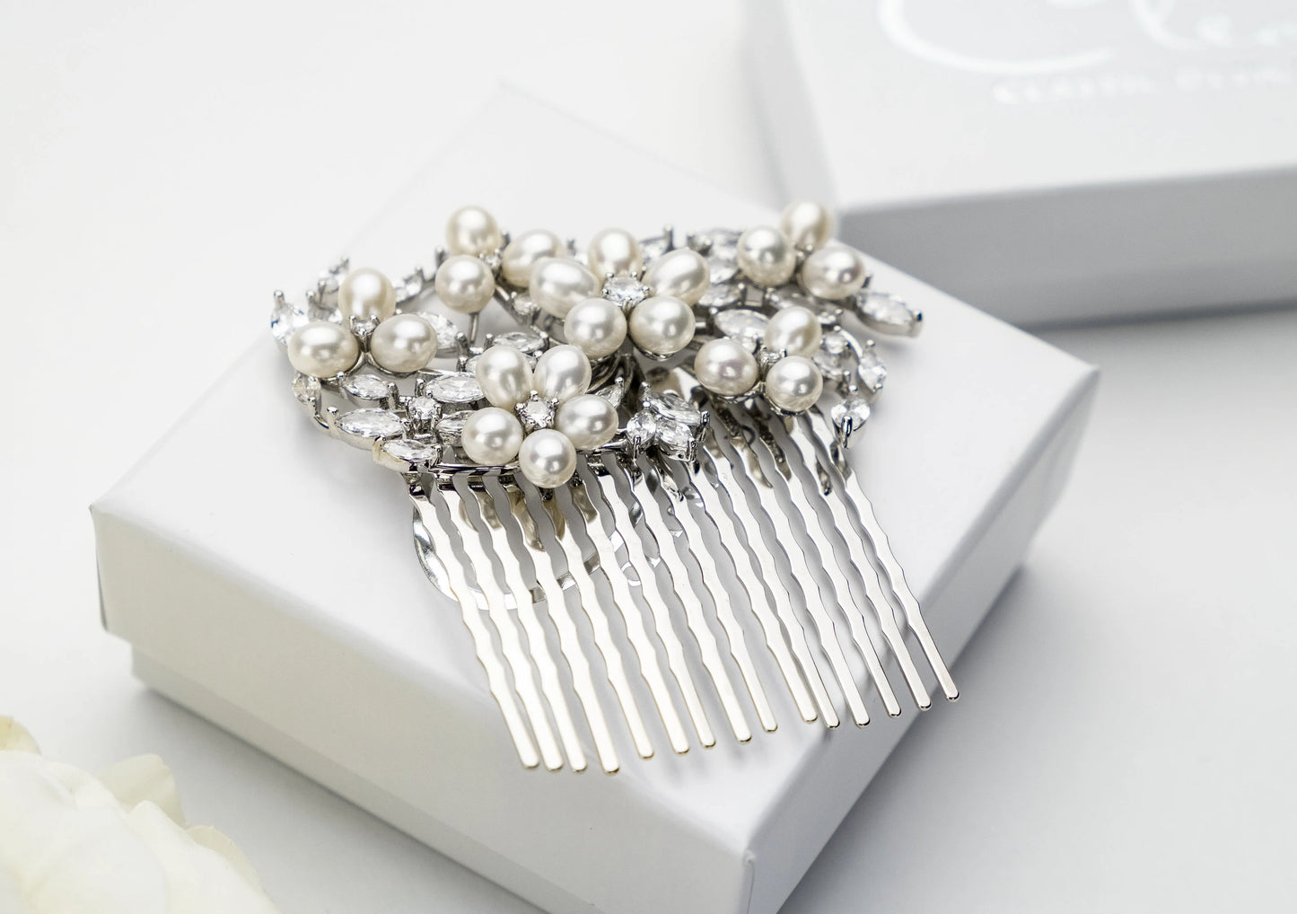 Crystal Bridal Comb, Floral Wedding Comb, Bridal Hair Accessory, Crystal Wedding Headpiece, Floral Hair Comb, Blush Wedding, Pearl Hair Comb