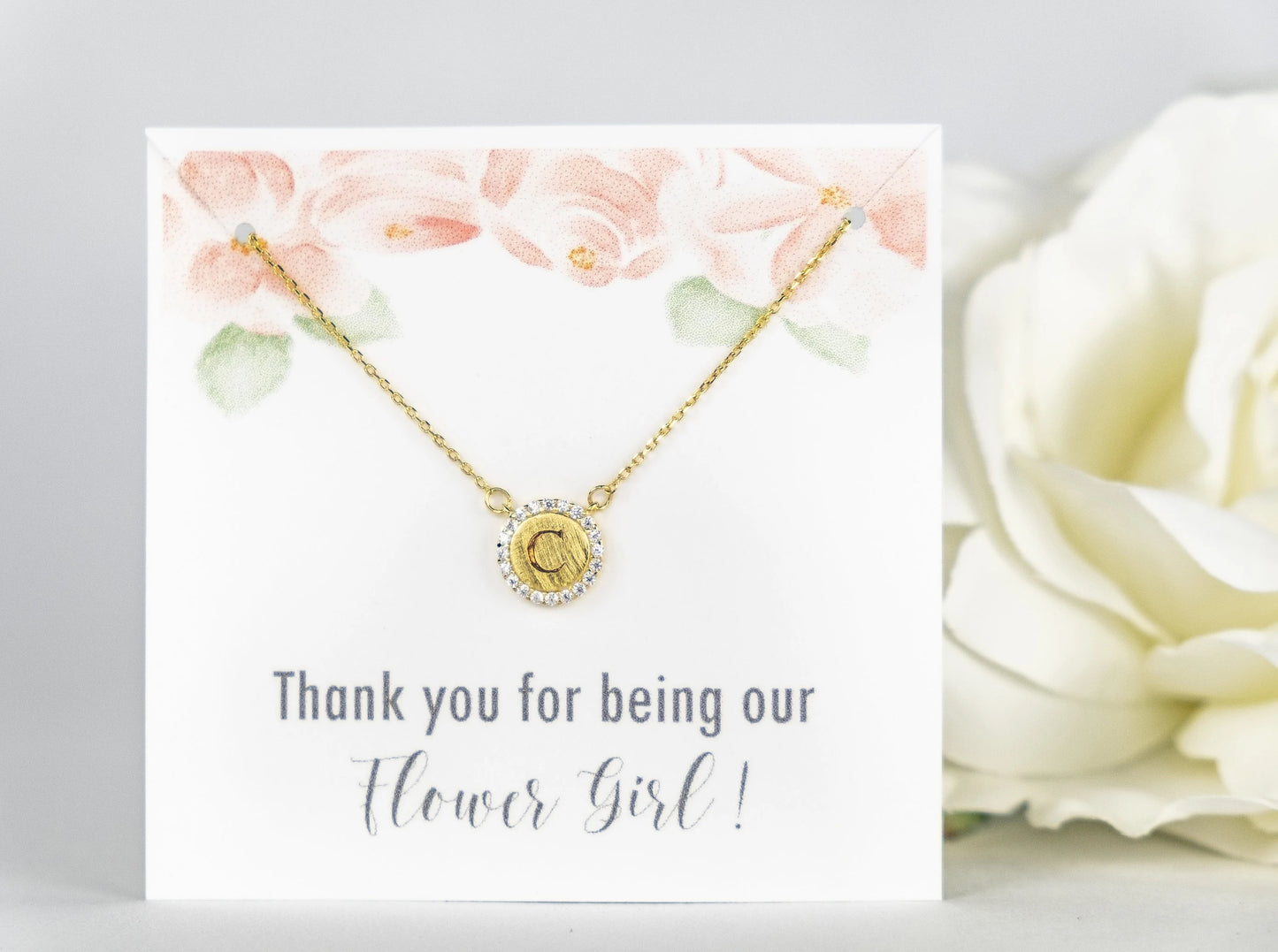 Flower Girl Proposal Gift | Flower Girl Gift | Initial Necklace | Little Girls Jewelry | Flower Girl Jewelry | Personalized Necklaces | Gift