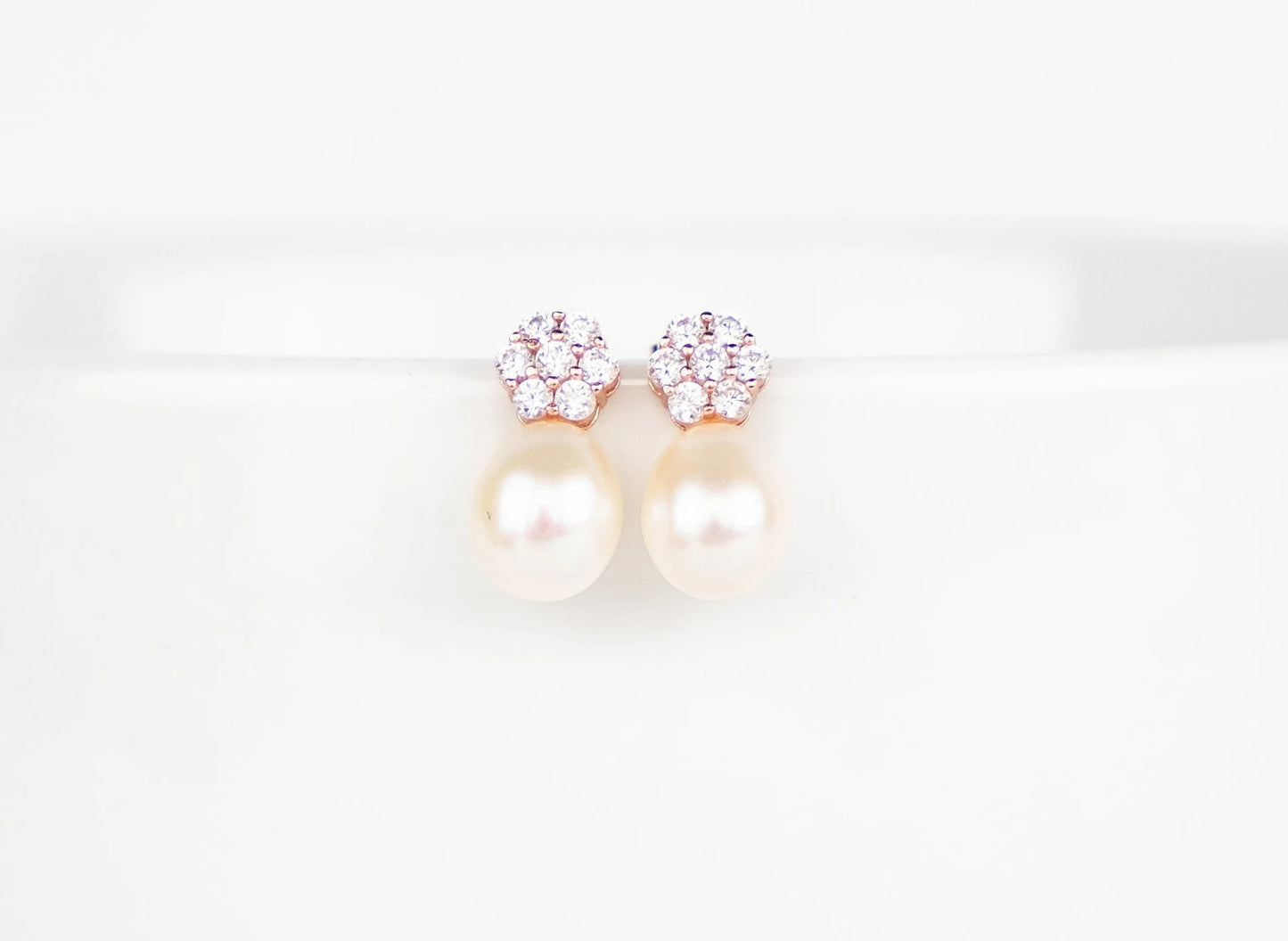 Flower Girl Proposal | Flower Girl Gift | Rose Gold Pearl Earrings | Little Girls Pearl Earrings | Flower Earrings | Flower Girl Jewelry