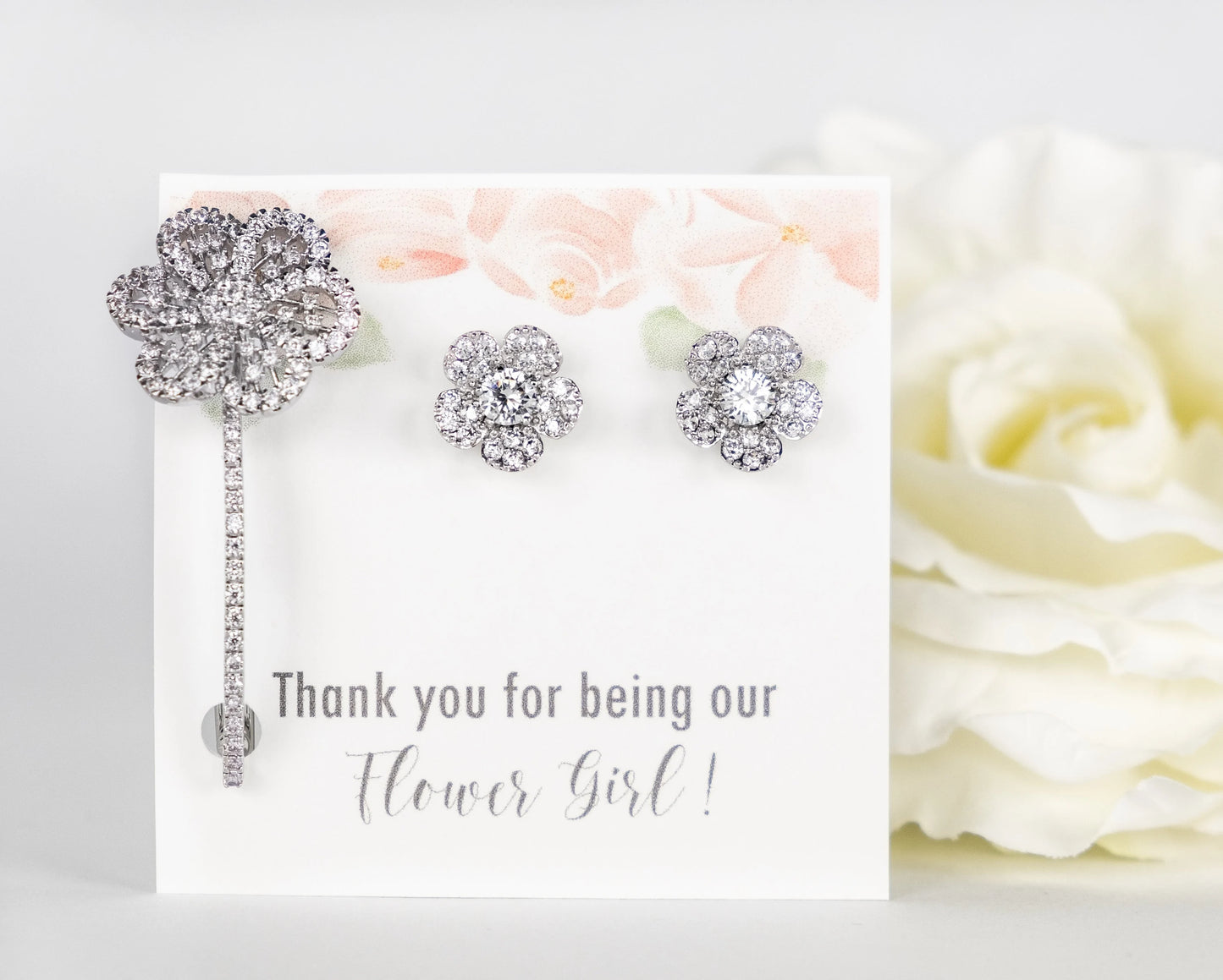 Flower Girl Proposal Gift | Flower Girl Thank you Gift | Flower Girl Hairclip | Flower Girl Earrings | Flower Girl Jewelry | Flower Barrette