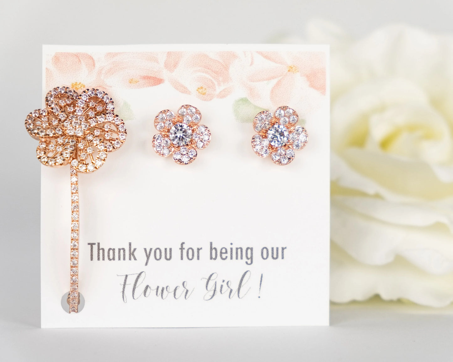 Flower Girl Proposal Gift | Flower Girl Thank you Gift | Flower Girl Hairclip | Flower Girl Earrings | Flower Girl Jewelry | Flower Barrette