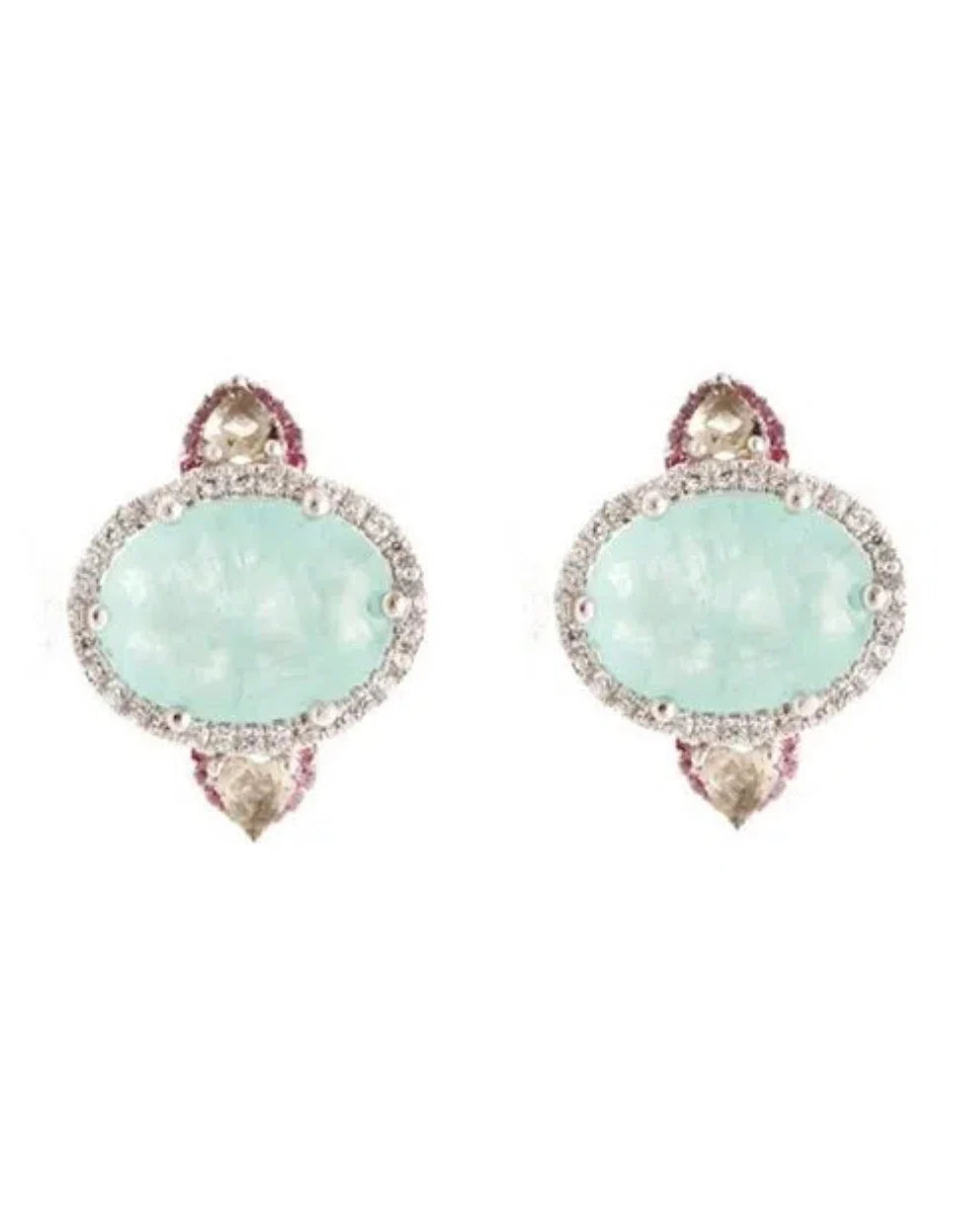 Neon Aqua Blue Oval Paraiba Tourmaline Pink Green CZ Crystal Pendant Necklace | Women's Statement Necklace | Gemstone Silver Necklace