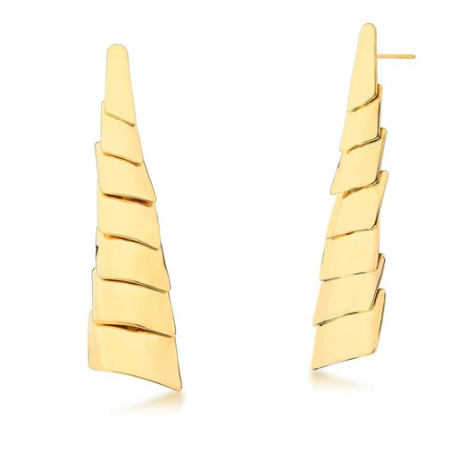 18kt Yellow Gold Plated Geometric Layer Women's Earrings
