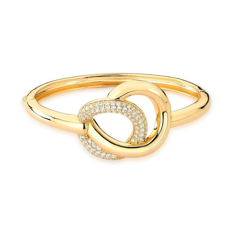 18 kt Yellow Gold Plated Double Circle Infinity Bangle Bracelet