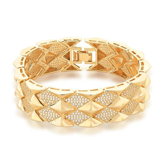 18kt Yellow Gold-Plated CZ Luxury Necklace & Bracelet Jewelry Set