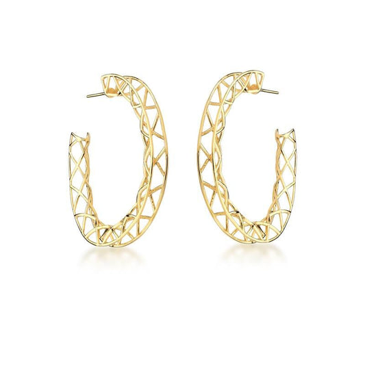 18kt Yellow Gold-Plated Post Hoop Earrings