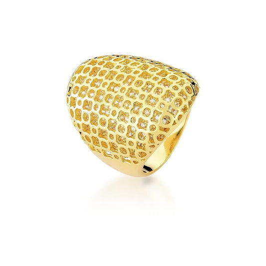 18kt Yellow Gold-Plated CZ Web Style Women's Ring