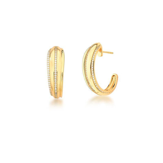 18kt Yellow Gold-Plated CZ Geometric Women's Jewelry Set
