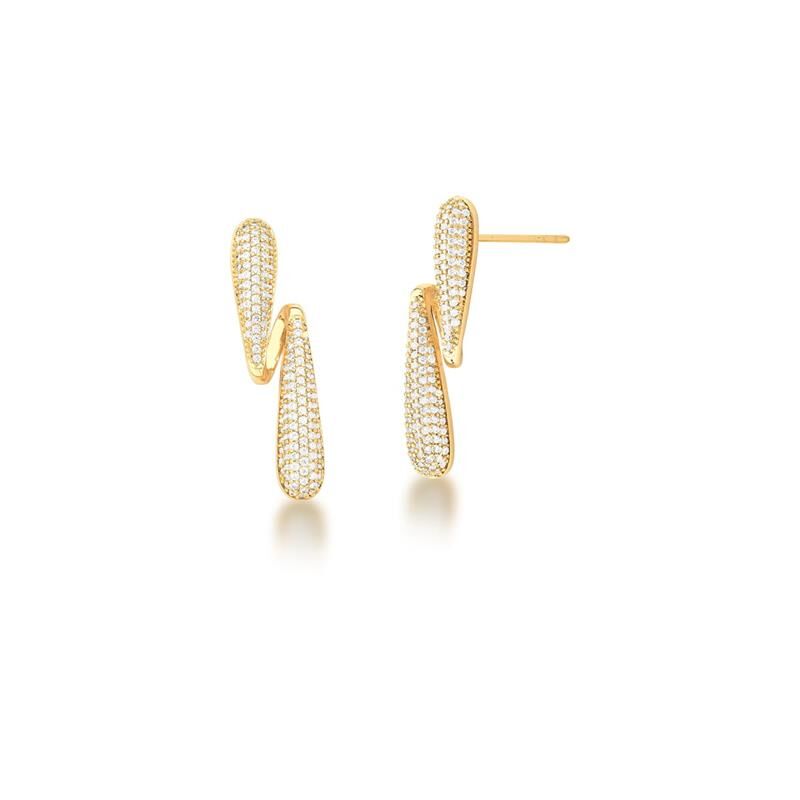18kt Gold Plated CZ Geometric Earrings