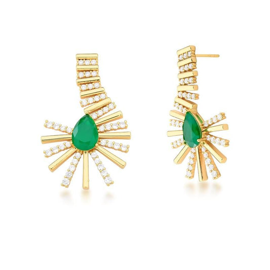 Emerald 18kt Yellow Gold Plated Earrings & Necklace Jewelry Set