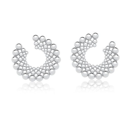 18kt White Gold-Plated Silver Ball Post Earrings