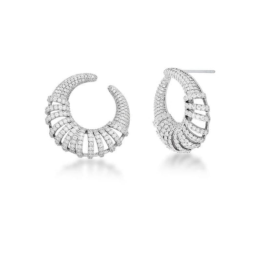 18kt White Gold-Plated Zircon Luxury Bridal Women's Post Earrings