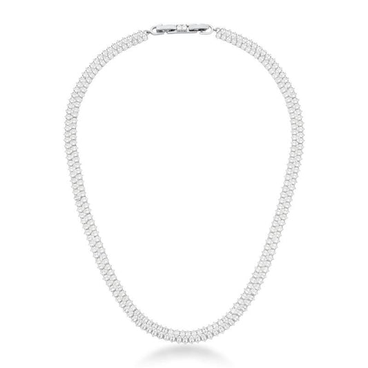 18kt White Gold-Plated Fully Iced Zircon Women's Bridal Tennis Necklace