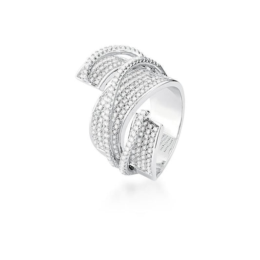 18kt White Gold-Plated Rhodium Zircon Exquisite Design Women's Ring