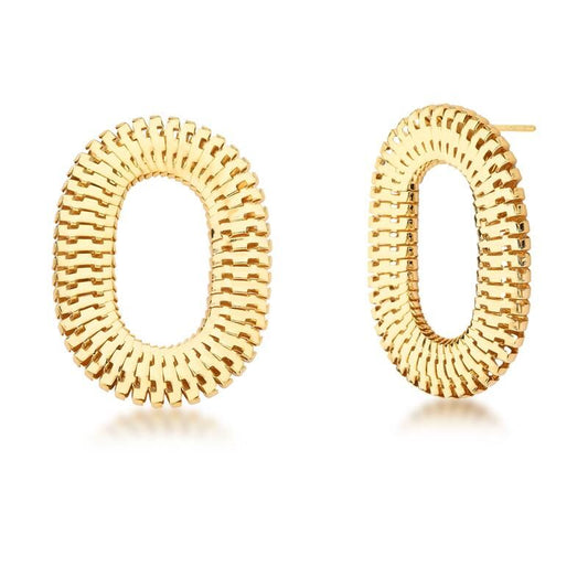 18kt Yellow Gold-Plated Oval Omega Bold Women's Earrings
