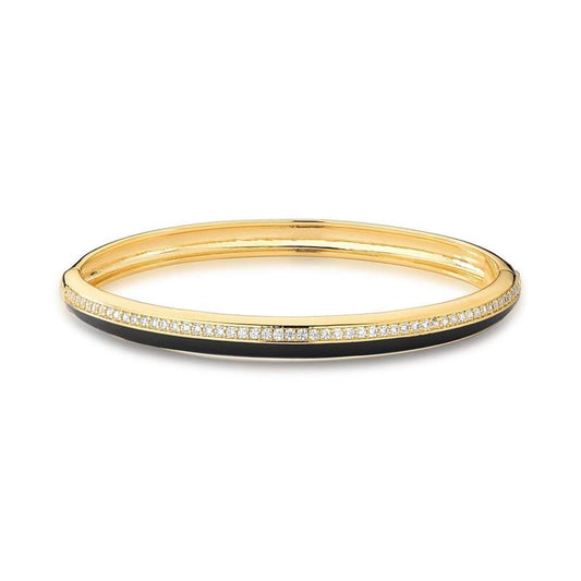 18kt Yellow Gold Plated Black CZ Jewelry Set Women's Bangle Bracelet
