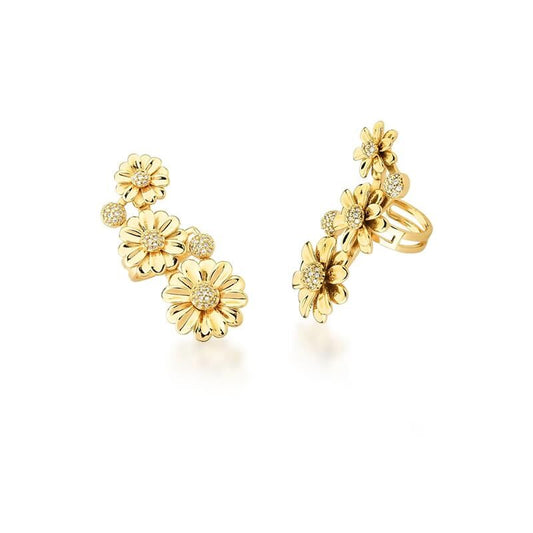 18kt Yellow Gold-Plated CZ Flower Ear Cuff